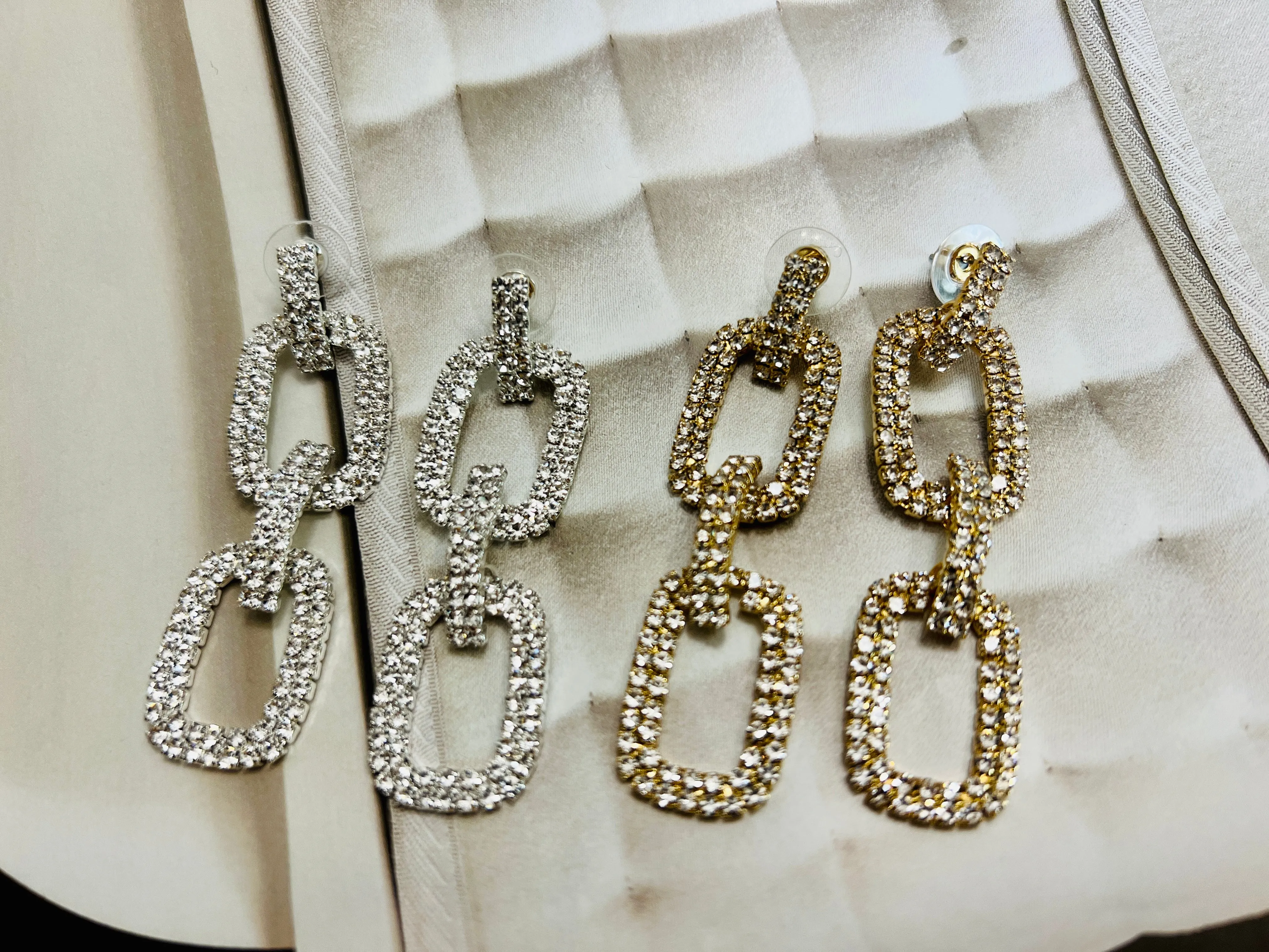 Rhinestone Link Statement Earrings