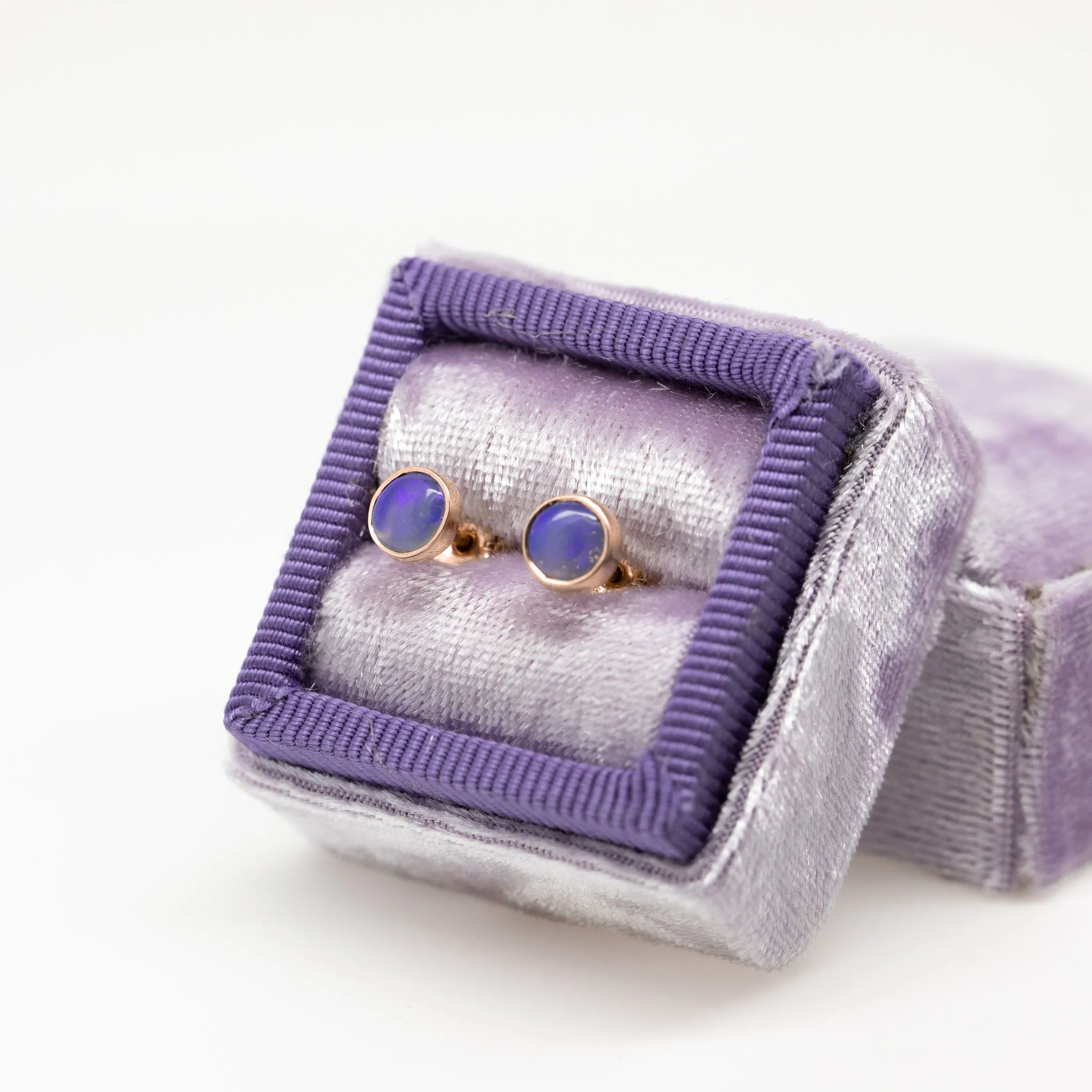 Rose Gold Blue Purple Opal 5mm Studs