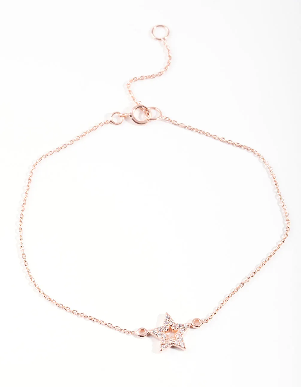 Rose Gold Plated Sterling Silver Cubic Zirconia Star Bracelet