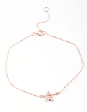 Rose Gold Plated Sterling Silver Cubic Zirconia Star Bracelet