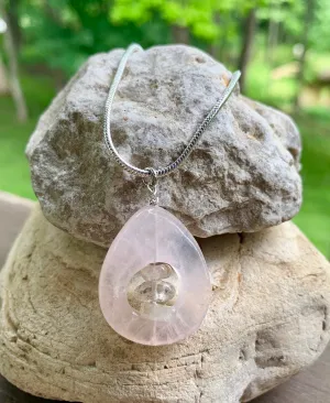 Rose Quartz and Sterling Silver Pendant