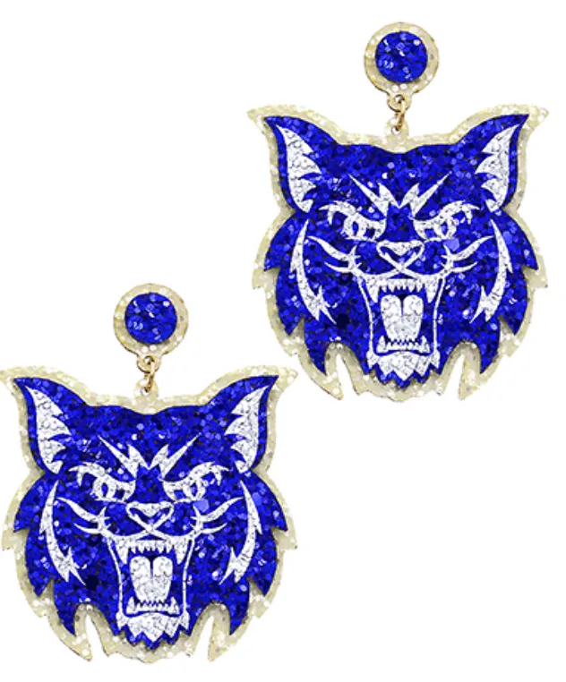 Royal Glitter Gameday Cat Earrings