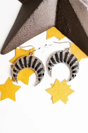 SALE! Black Stitched Naja Earrings