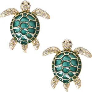 Sea Turtle Brooch Pins for Women - 2Pcs Crystal Rhinestones Marine Animals as Lovely Sea Animal Lapel Pins with Gold Tone - Great for Wife,Sisters, Friends,Daily Wear or Dating