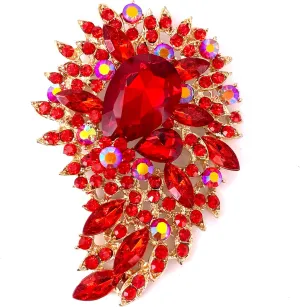 SELOVO Big Large 3.5" Leaf Statement Brooches Pins Scarf Decoration Gold Tone