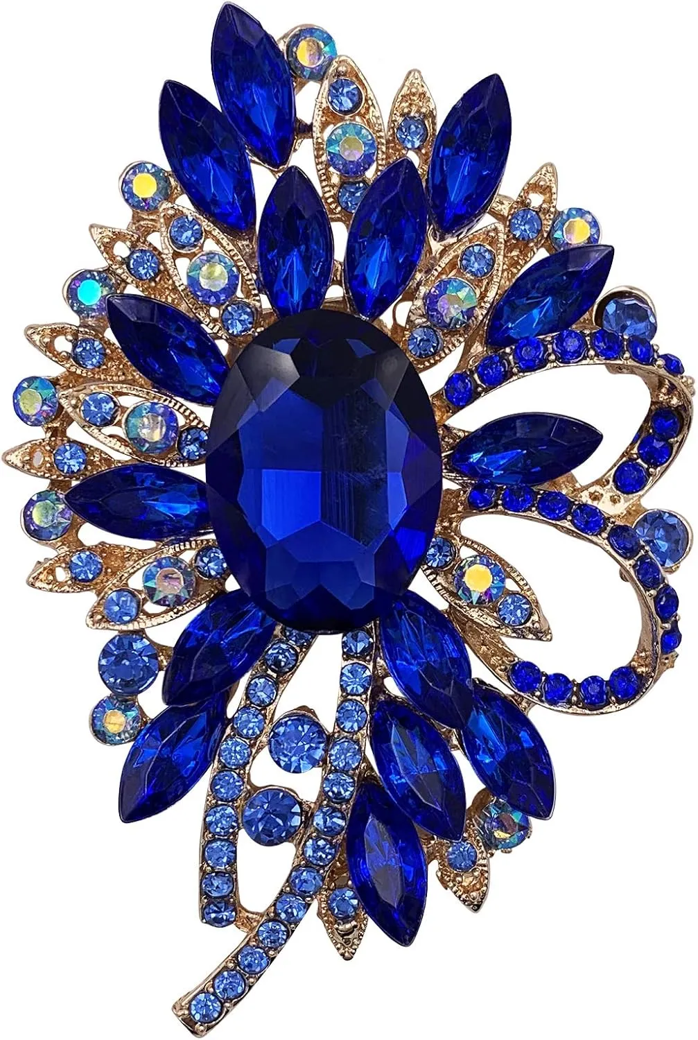SELOVO Big Large Flower Bow Brooch Scarf Decoration Brooch Pin Gold Tone