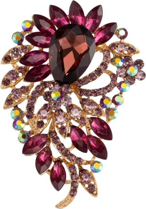 SELOVO Big Large Flower Statement Brooches Pins Scarf Decoration Gold Tone