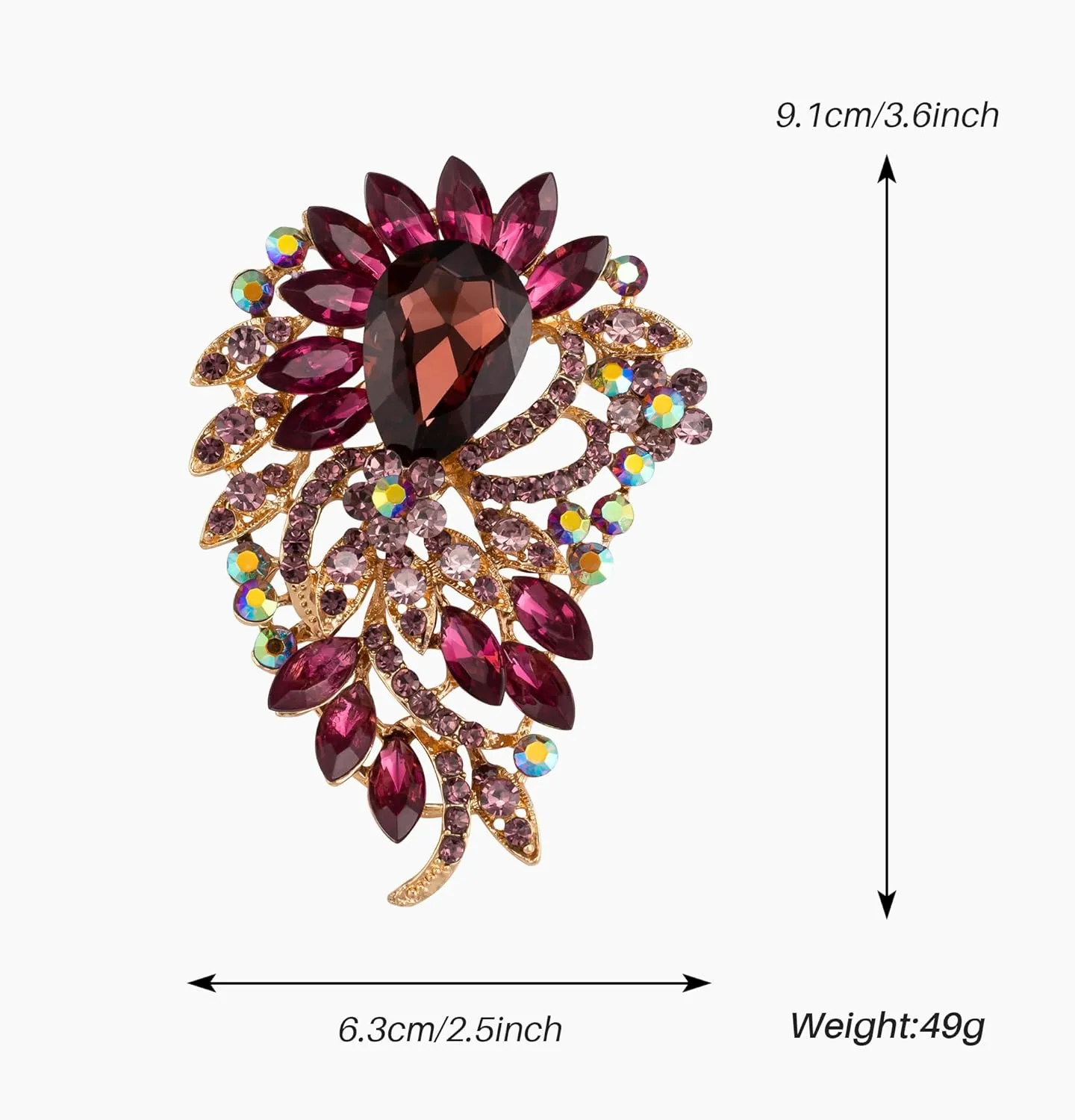 SELOVO Big Large Flower Statement Brooches Pins Scarf Decoration Gold Tone