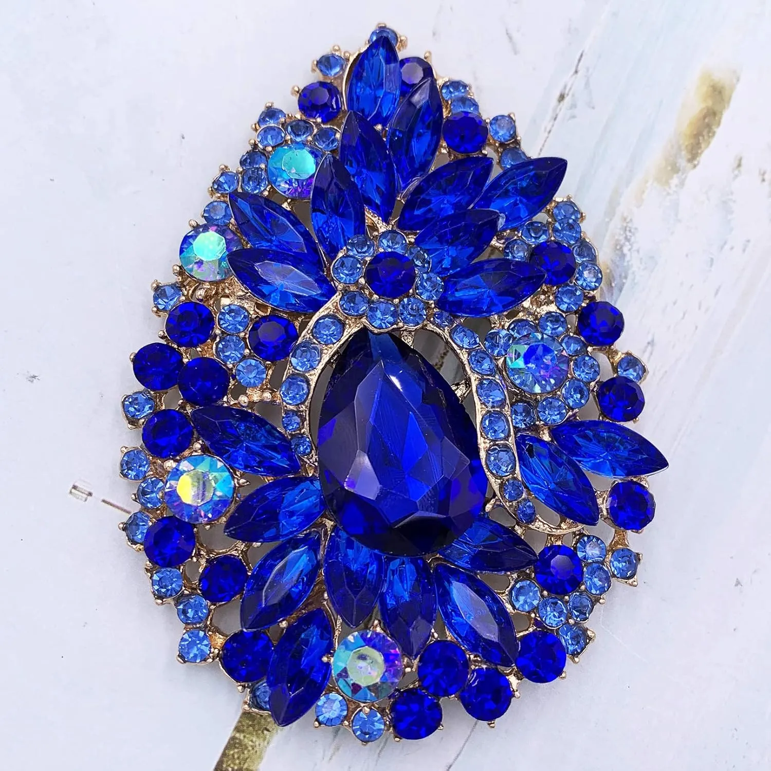 SELOVO Huge Big Large Flower Statement Brooches and Pins Scarf Decoration Gold Tone