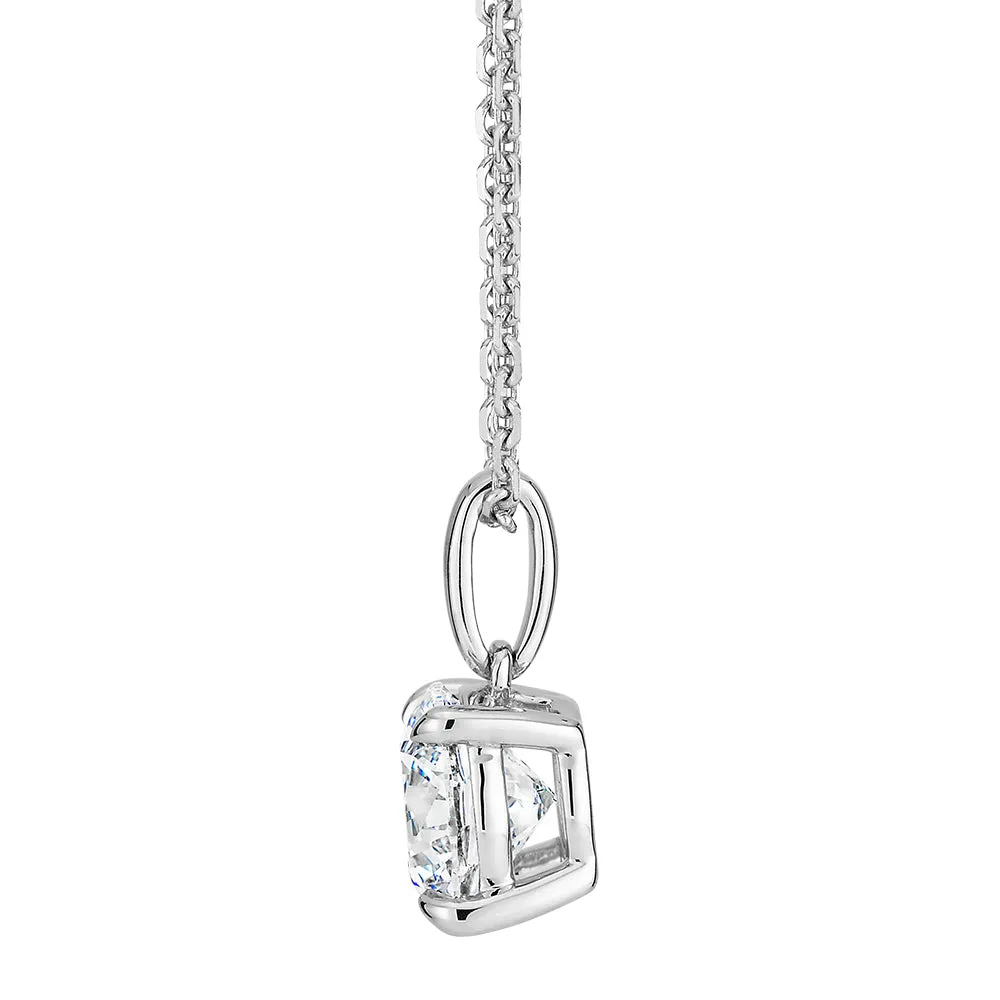 Signature Simulant Diamond 1.00 carat* round brilliant solitaire pendant in 14 carat white gold