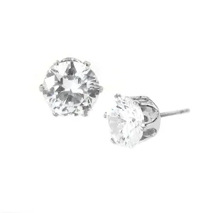 SILVER CLEAR GLASS CRYSTAL 90MM SIMPLE ROUND EARRINGS  #GLE0019_RHOD (MD10/B163)