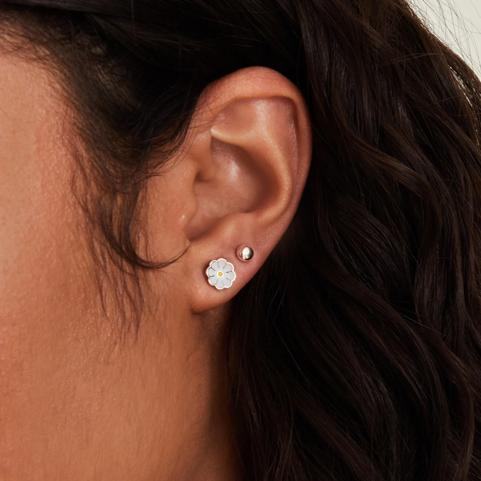 Silver Daisy Earrings Pack of 3