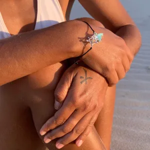 silver Merkaba charm bracelet with Moonstone