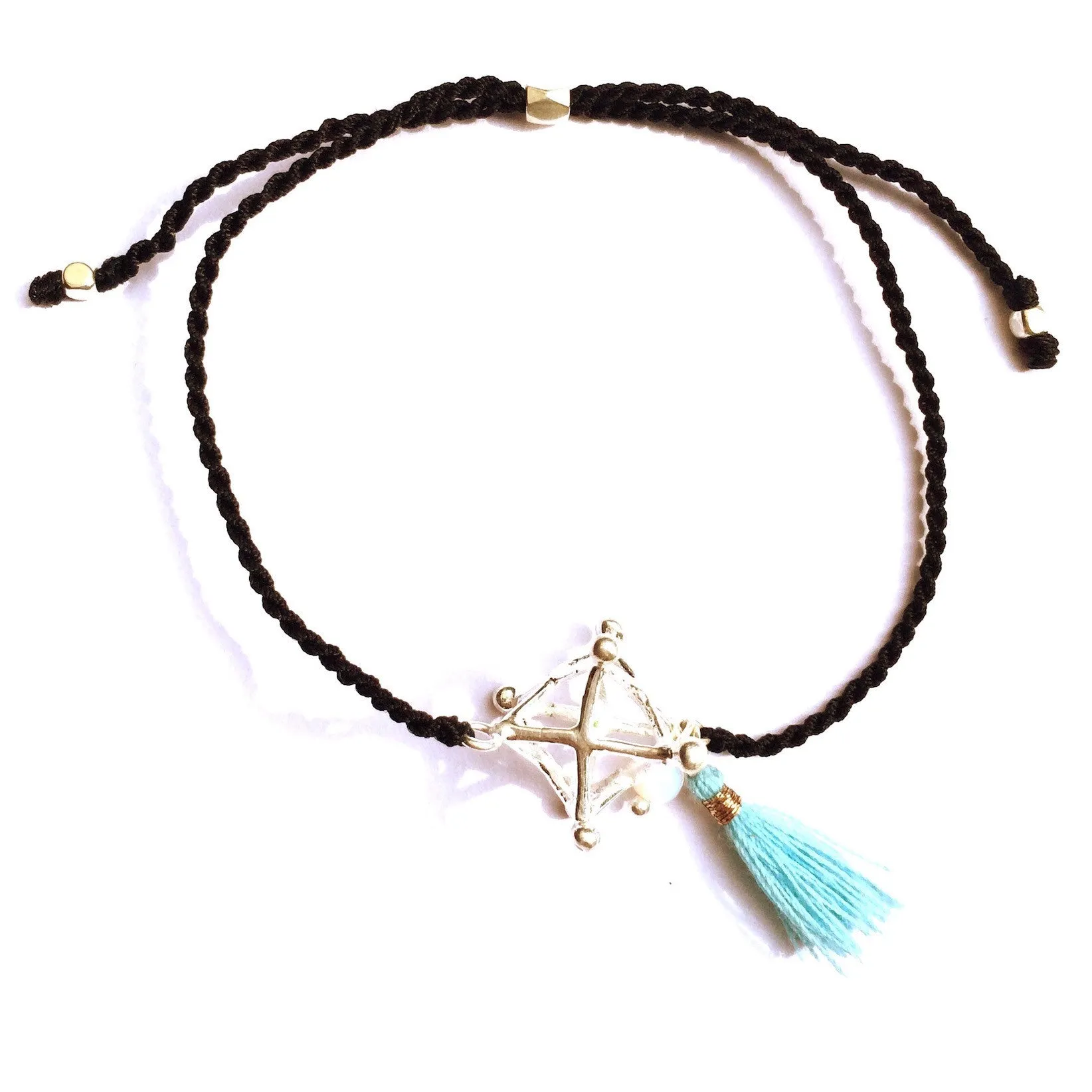 silver Merkaba charm bracelet with Moonstone