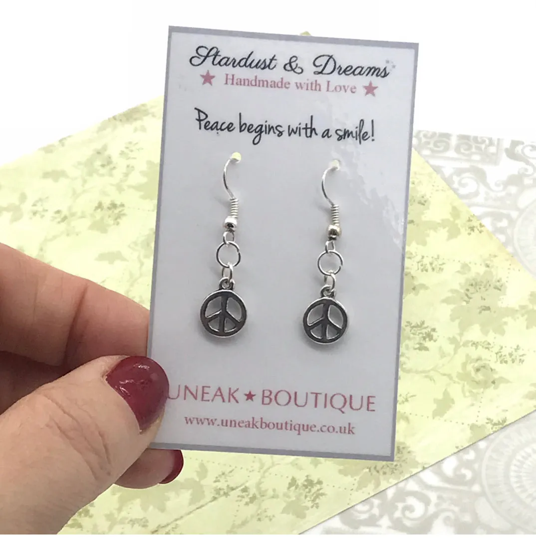 Silver Peace Sign Earrings