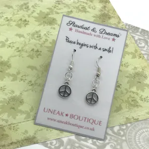 Silver Peace Sign Earrings