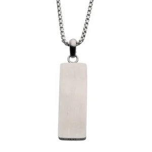 Silver Stainless Steel Engravable Drop Pendant with Round Box Chain
