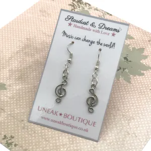 Silver Treble Clef Earrings