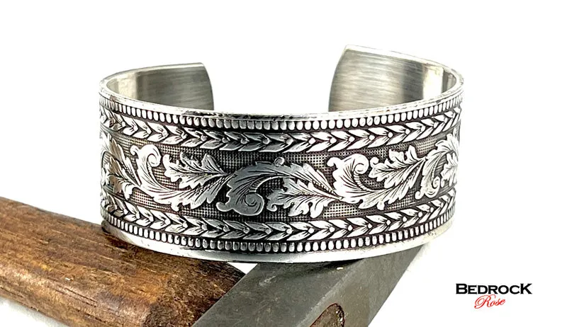Silver Vintage Floral Flourish Cuff