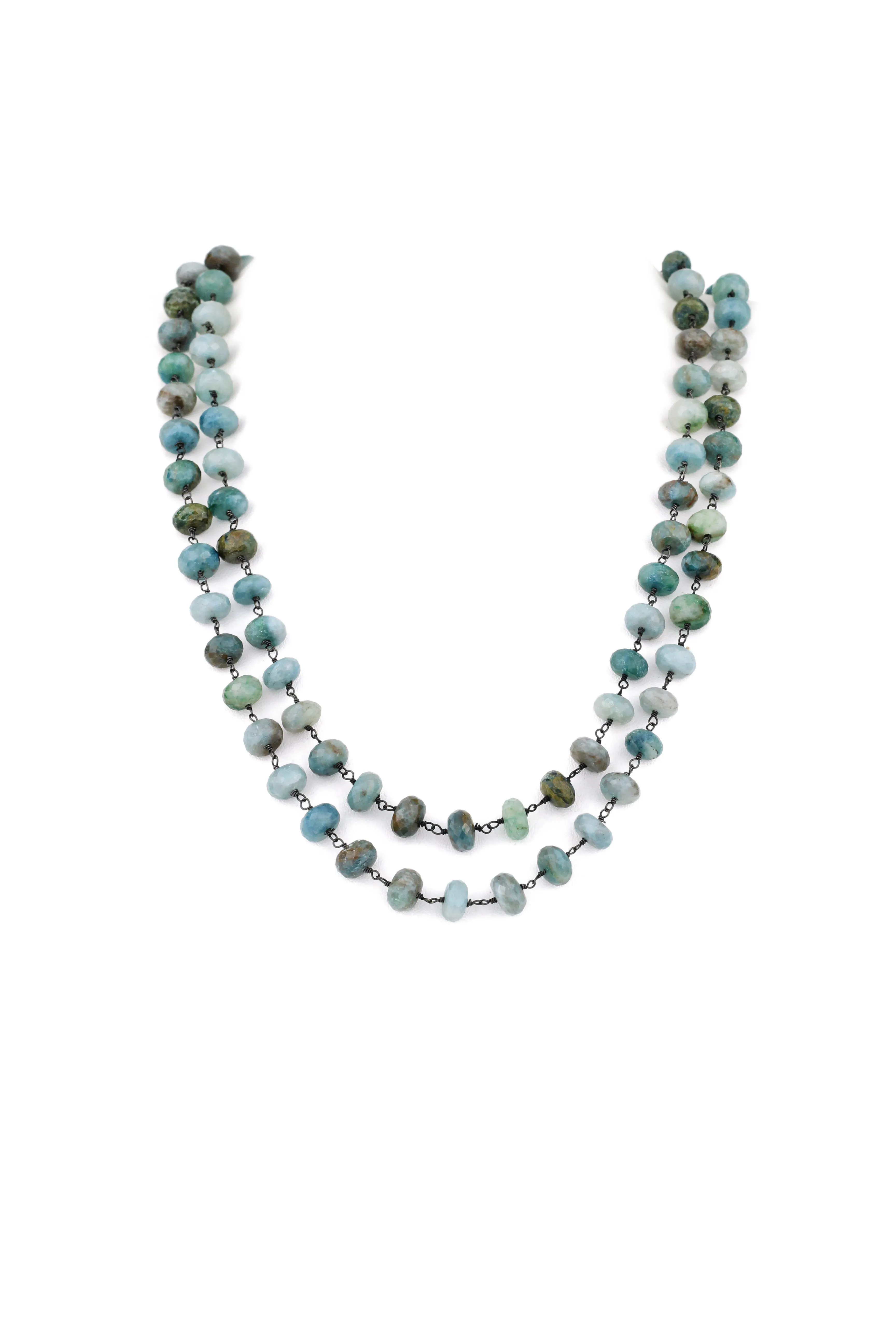 Silverite Necklace Blue Gemstone- Oxidized Silver