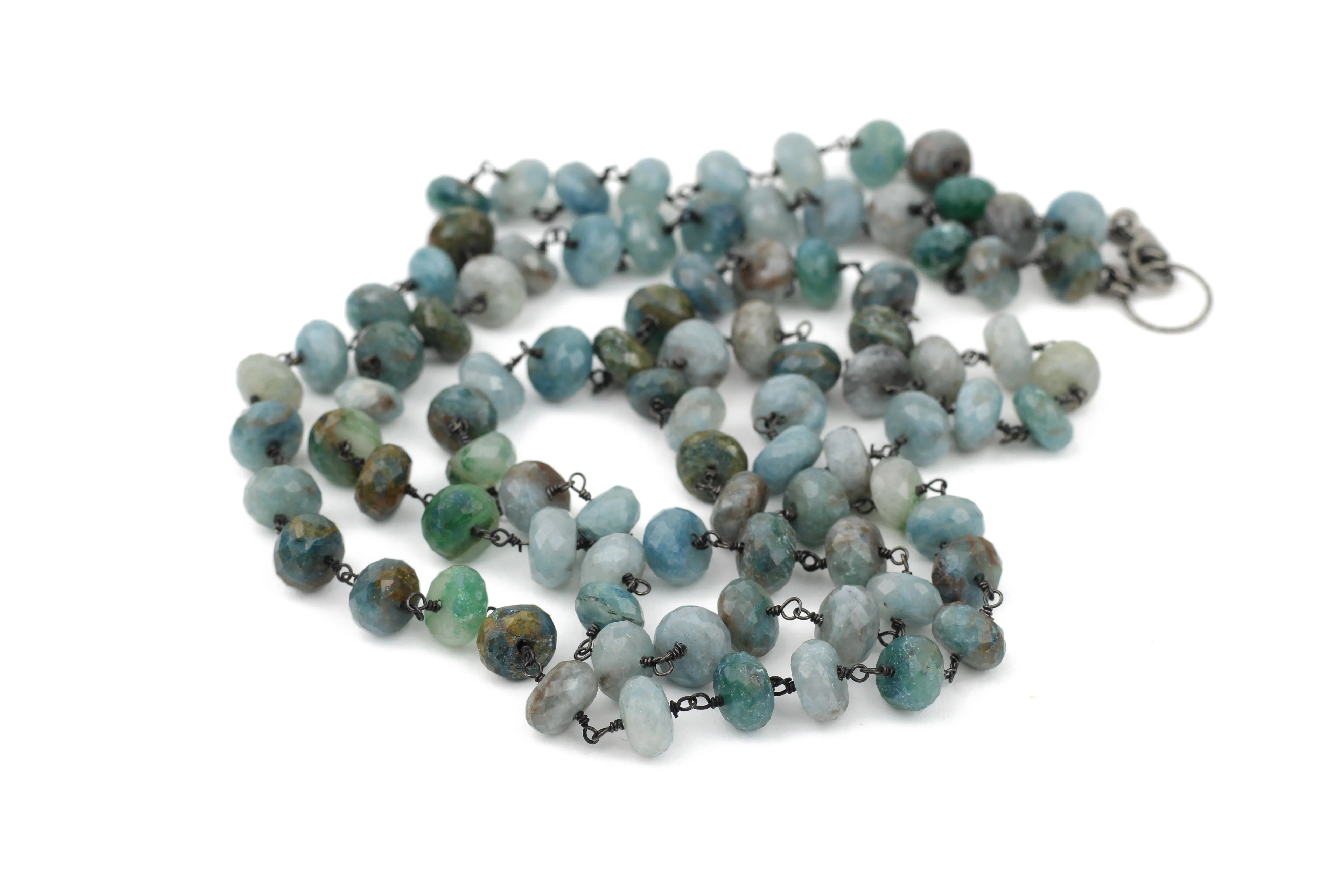 Silverite Necklace Blue Gemstone- Oxidized Silver