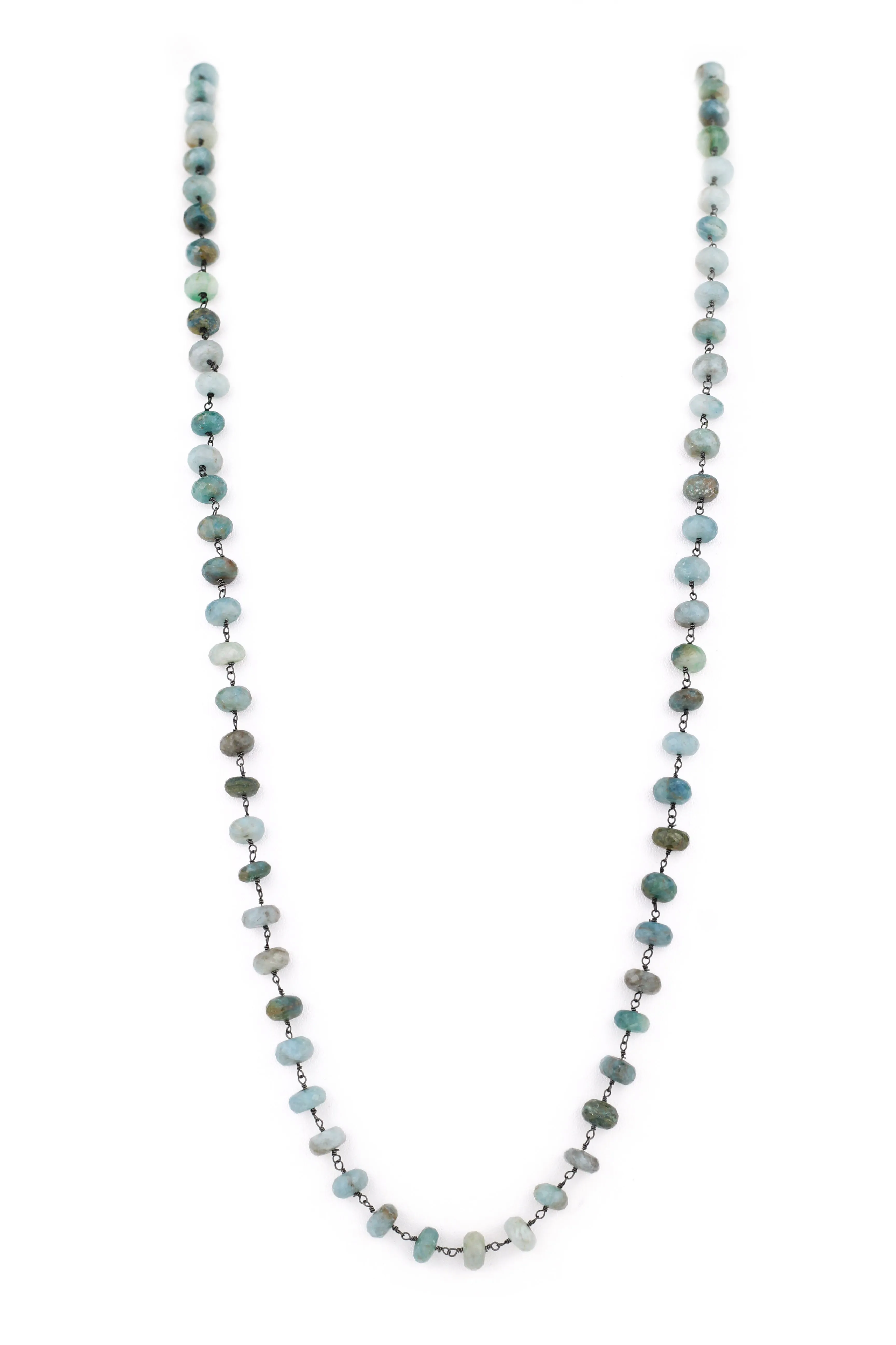 Silverite Necklace Blue Gemstone- Oxidized Silver