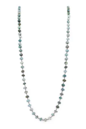 Silverite Necklace Blue Gemstone- Oxidized Silver