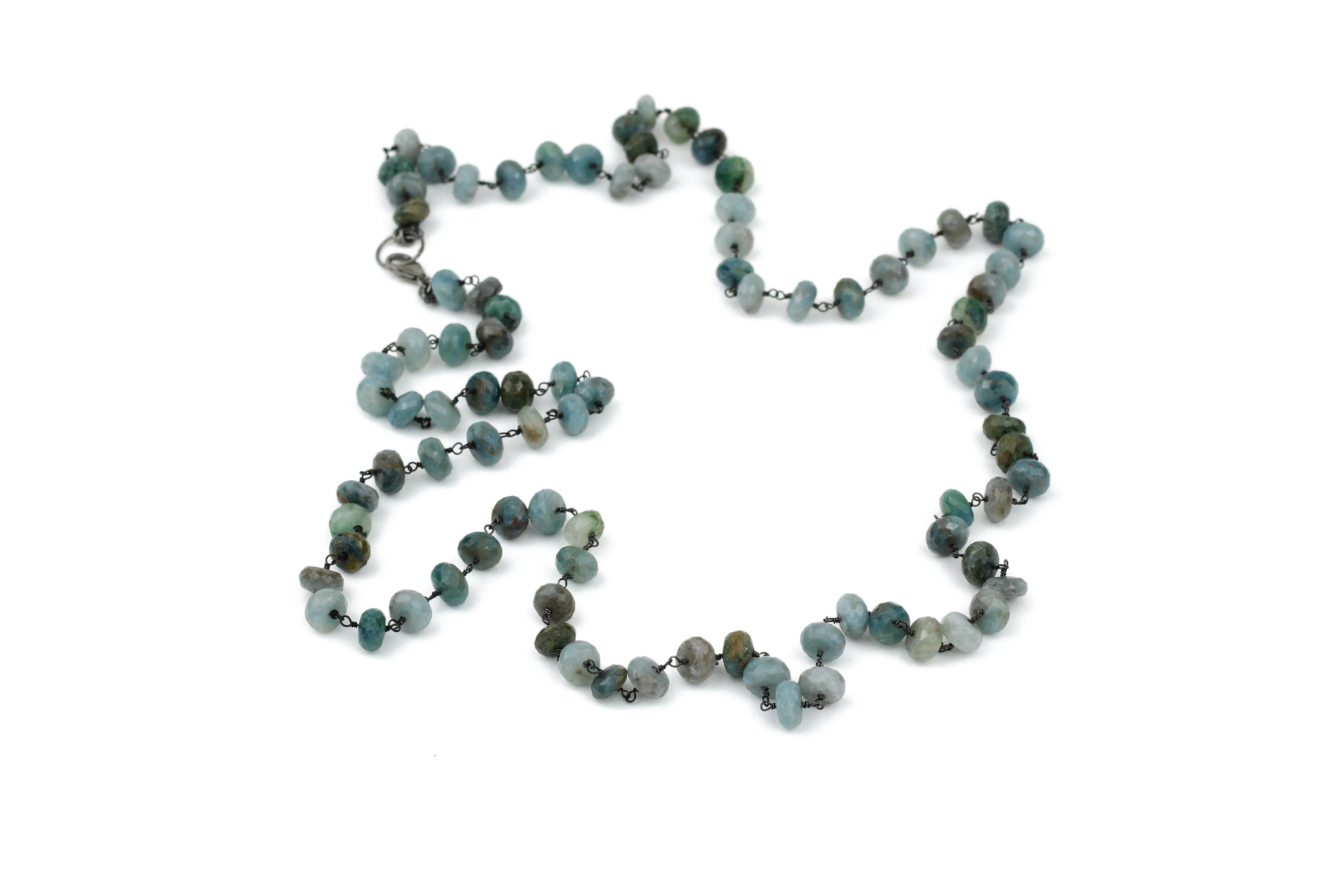 Silverite Necklace Blue Gemstone- Oxidized Silver