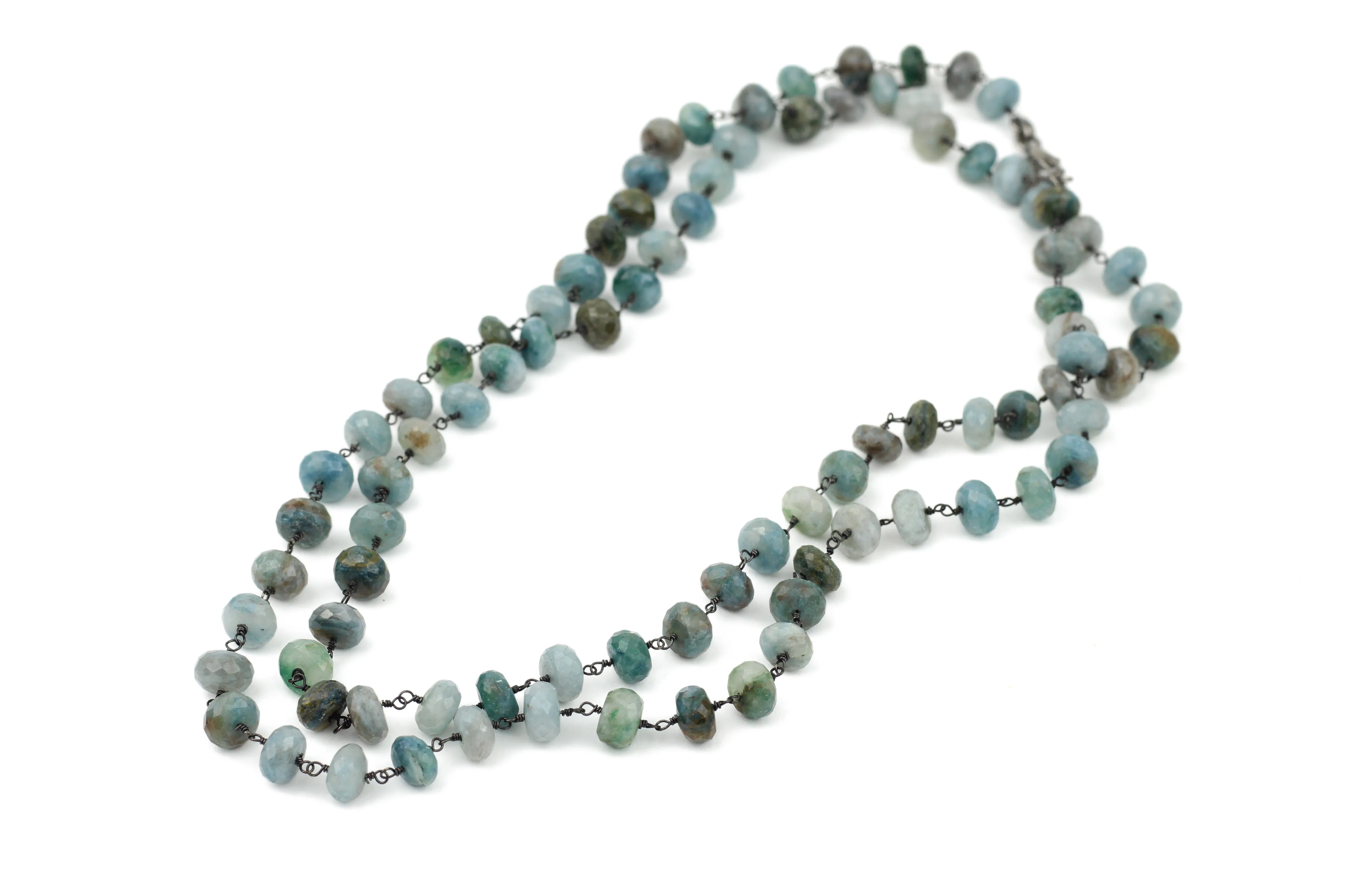 Silverite Necklace Blue Gemstone- Oxidized Silver