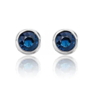 Simple Blue Sapphire Bezel Set Stud Earrings