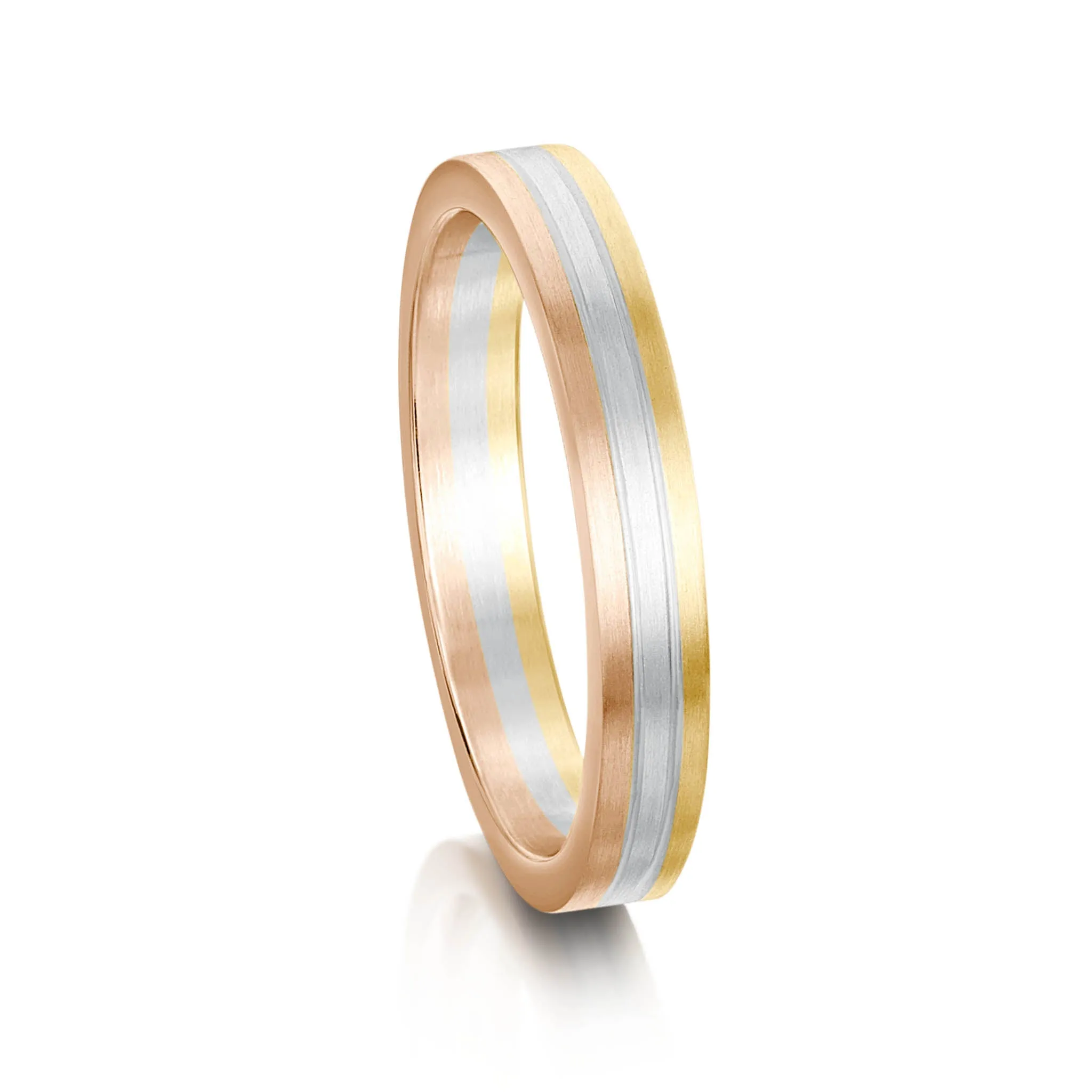 Sintered 3mm Wedding Ring in 9ct Rose, White & Yellow Gold