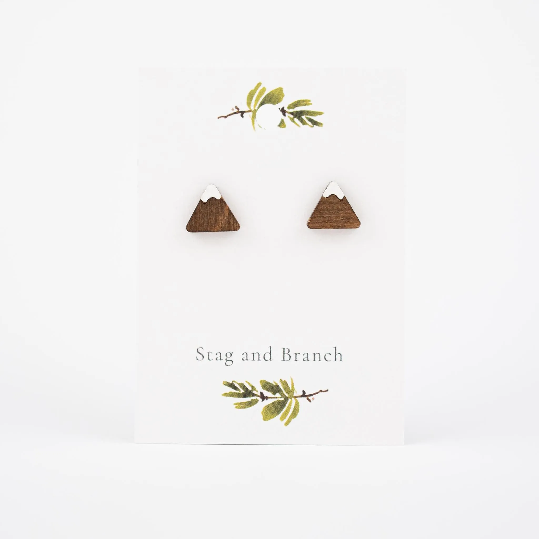 Snow Topped Mountain Wooden Earrings