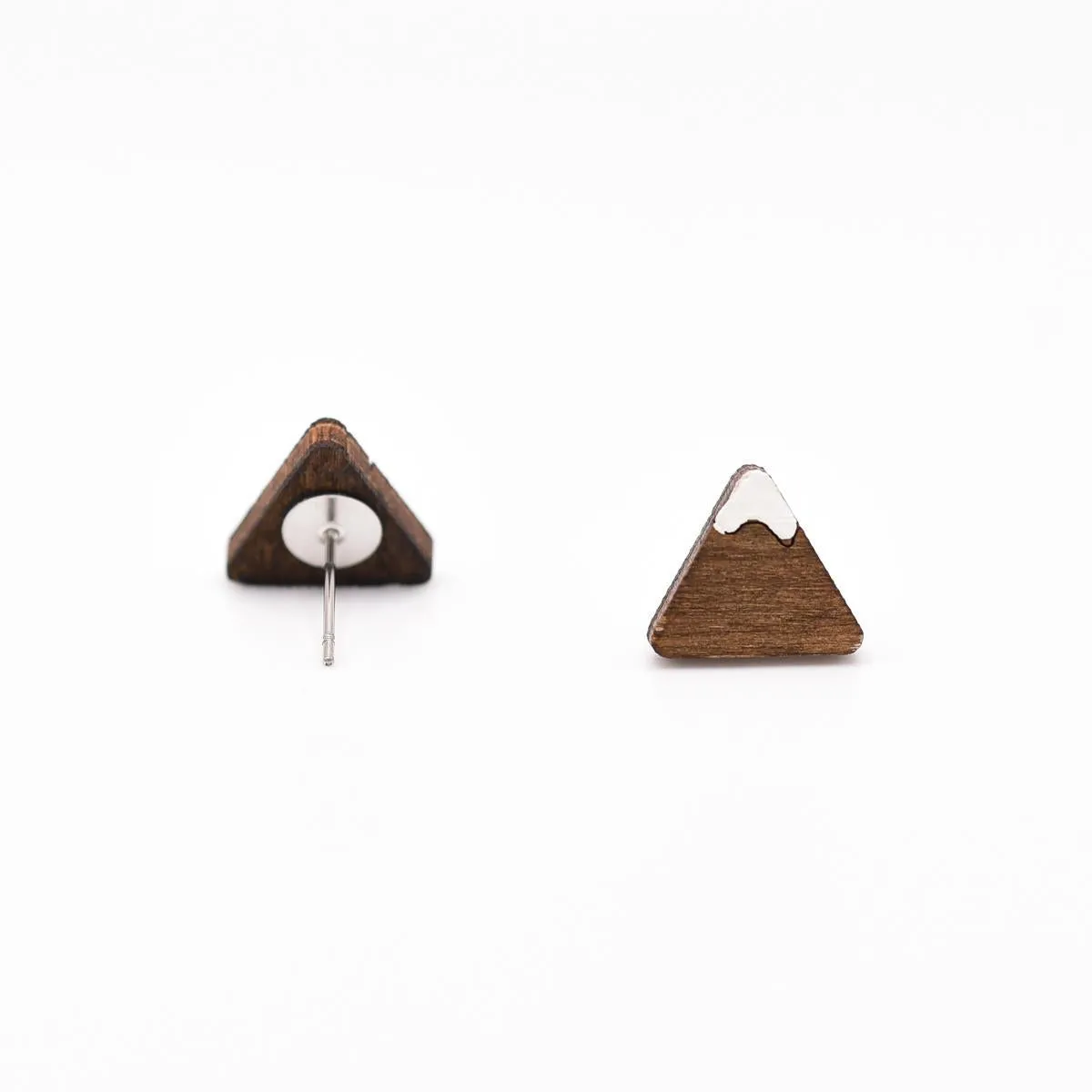 Snow Topped Mountain Wooden Earrings