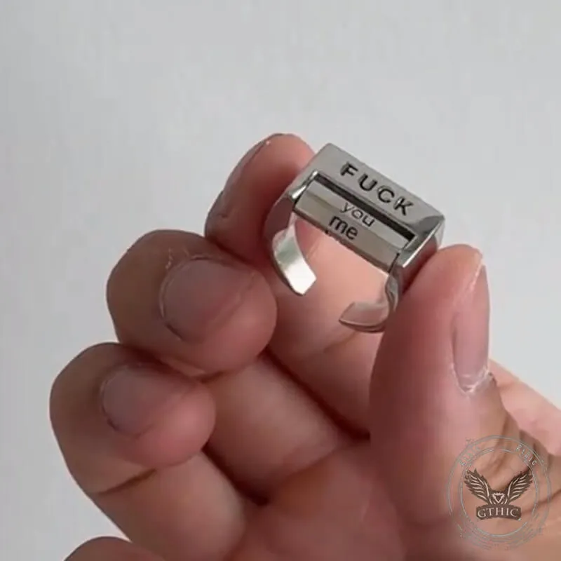 Square FUCK/LOVE Copper Rotatable Interactive Ring