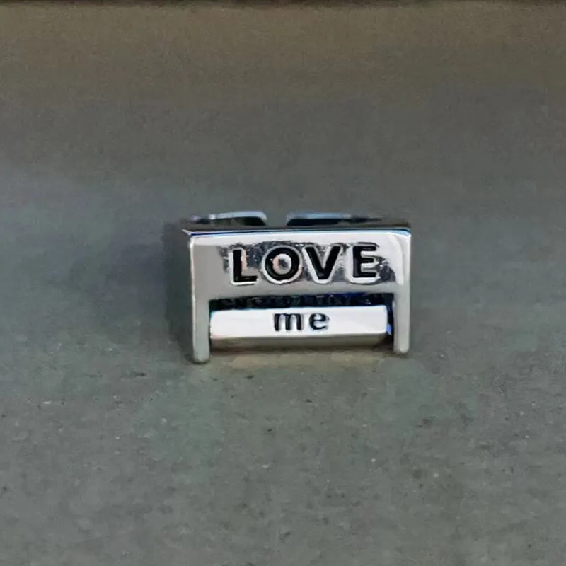 Square FUCK/LOVE Copper Rotatable Interactive Ring