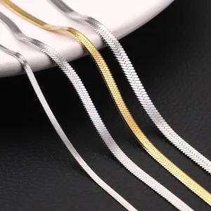 Stainless Steel Gold Color Flat Snake Chain