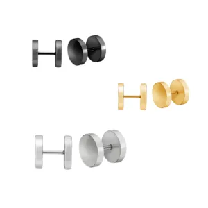 Stainless Steel Men's Earrings - Circle Studs