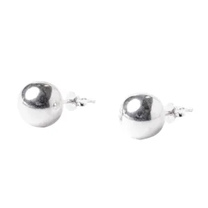 Sterling Silver 9mm Simple Ball Stud Earrings - Chunky Round Studs