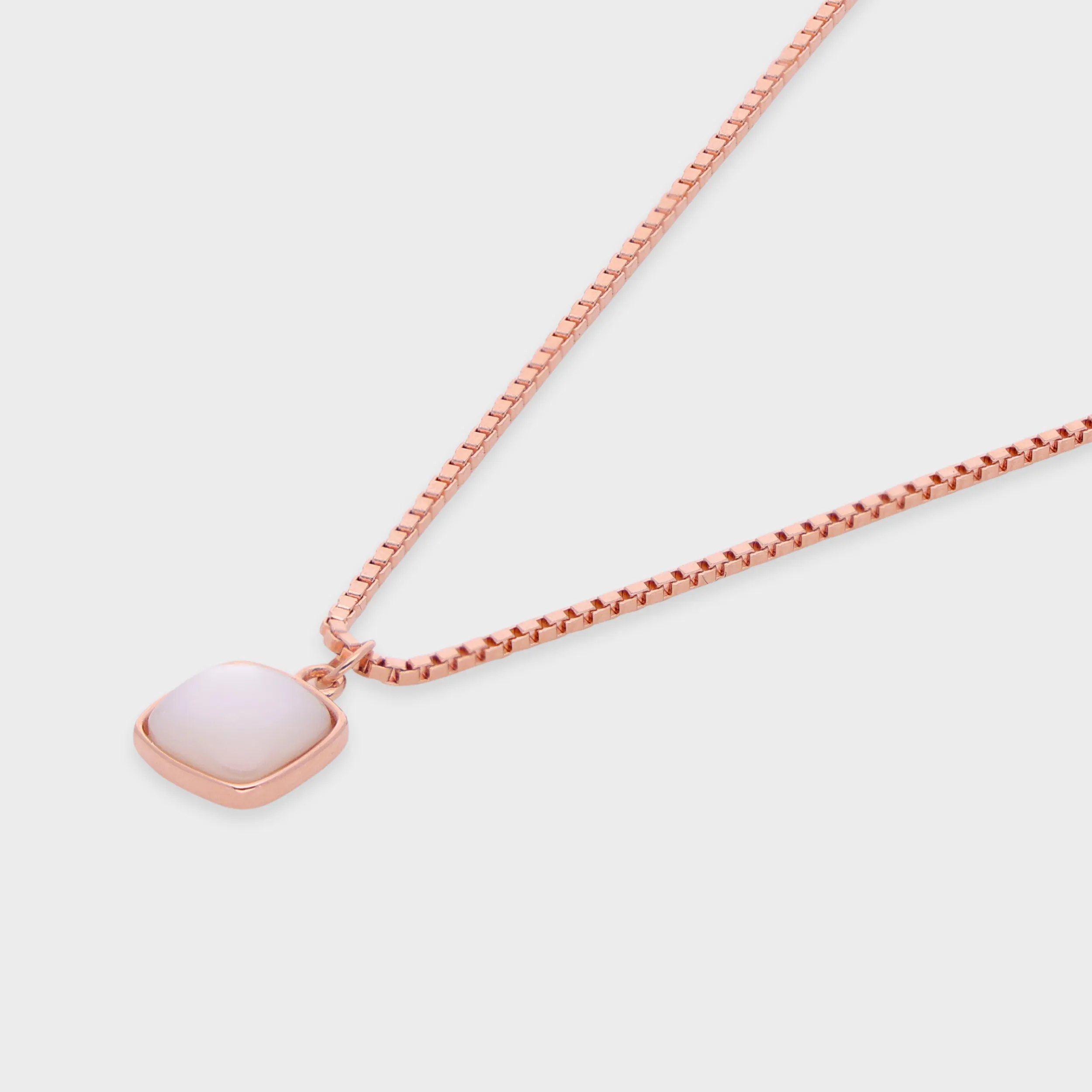 Sterling Silver Box Chain Necklace with Cushion-Cut White Stone Pendant | SKU : 0021149856, 0021149863, 0021149870, 0021149894, 0021149917, 0021149900