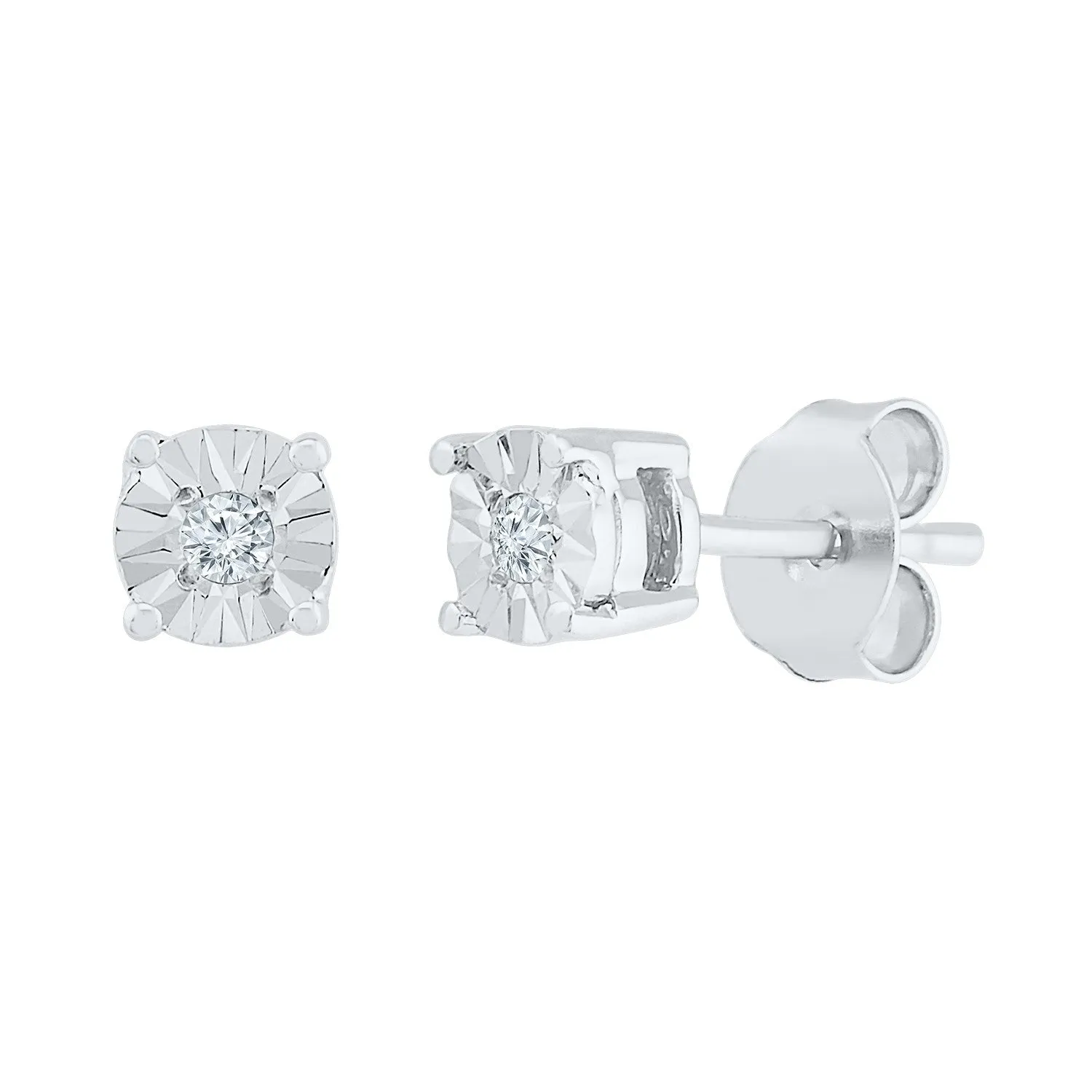 Sterling Silver Brilliant Illusion Diamond Stud Earrings