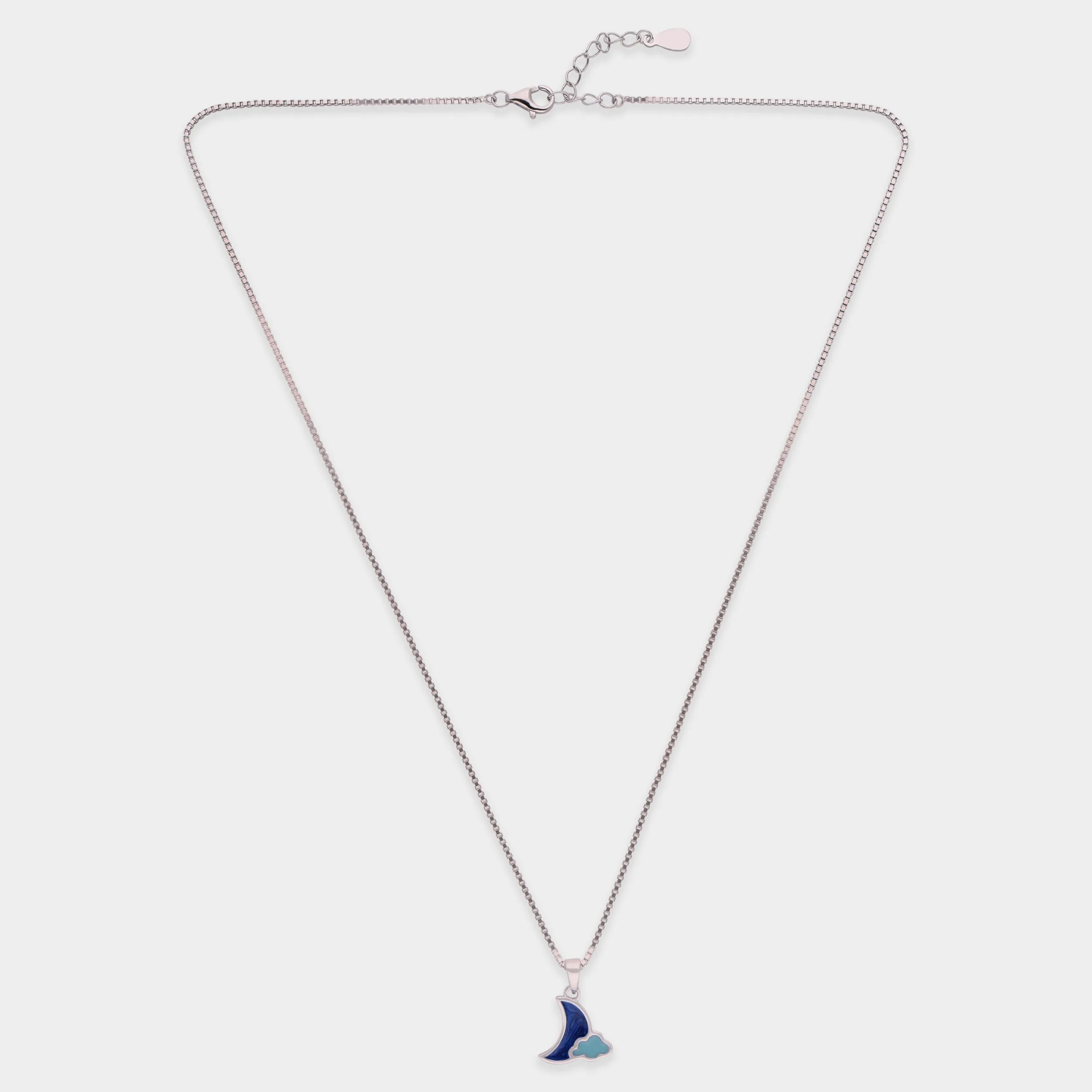 Sterling Silver Fancy Design Enamel Pendant Necklace | SKU : 0003631010, 0021546310