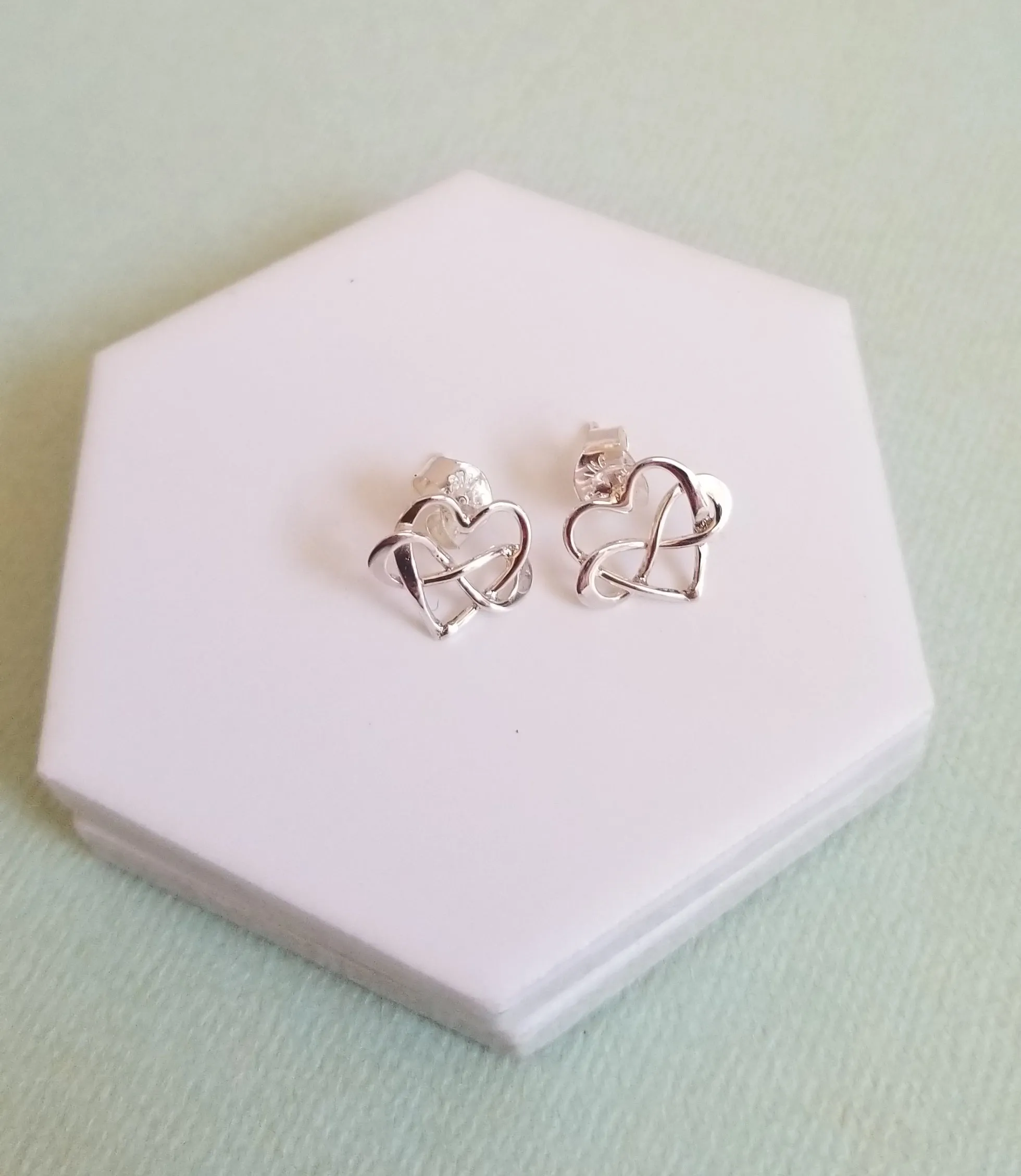 Sterling Silver Infinity Heart Studs