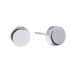 Sterling Silver Simple Circle Stud Earrings - Round Flat Edge Studs
