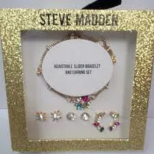 Steve Madden Adjustable Slider Bracelet &  Earring Set