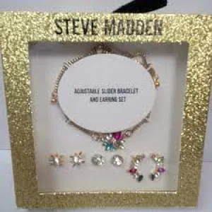 Steve Madden Adjustable Slider Bracelet &  Earring Set
