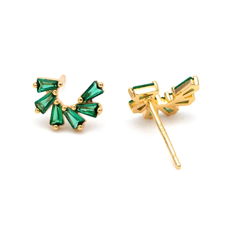 Studs - Green Crystal Arc
