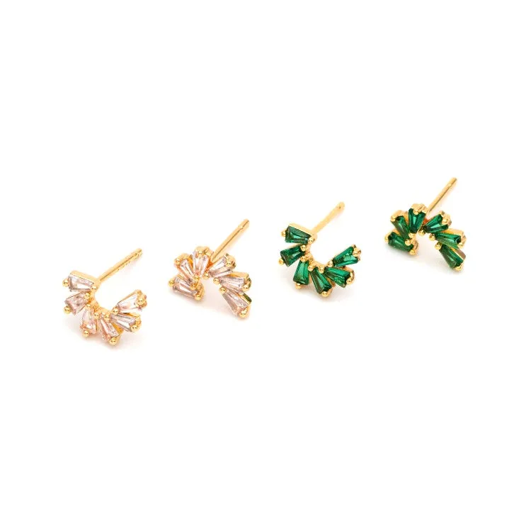 Studs - Green Crystal Arc