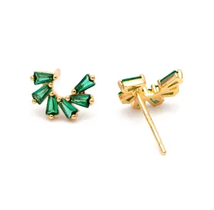 Studs - Green Crystal Arc