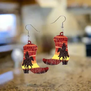 Stylish Boots Shape Wooden Dangle Earrings – Rustic Western Fashion Jewelry