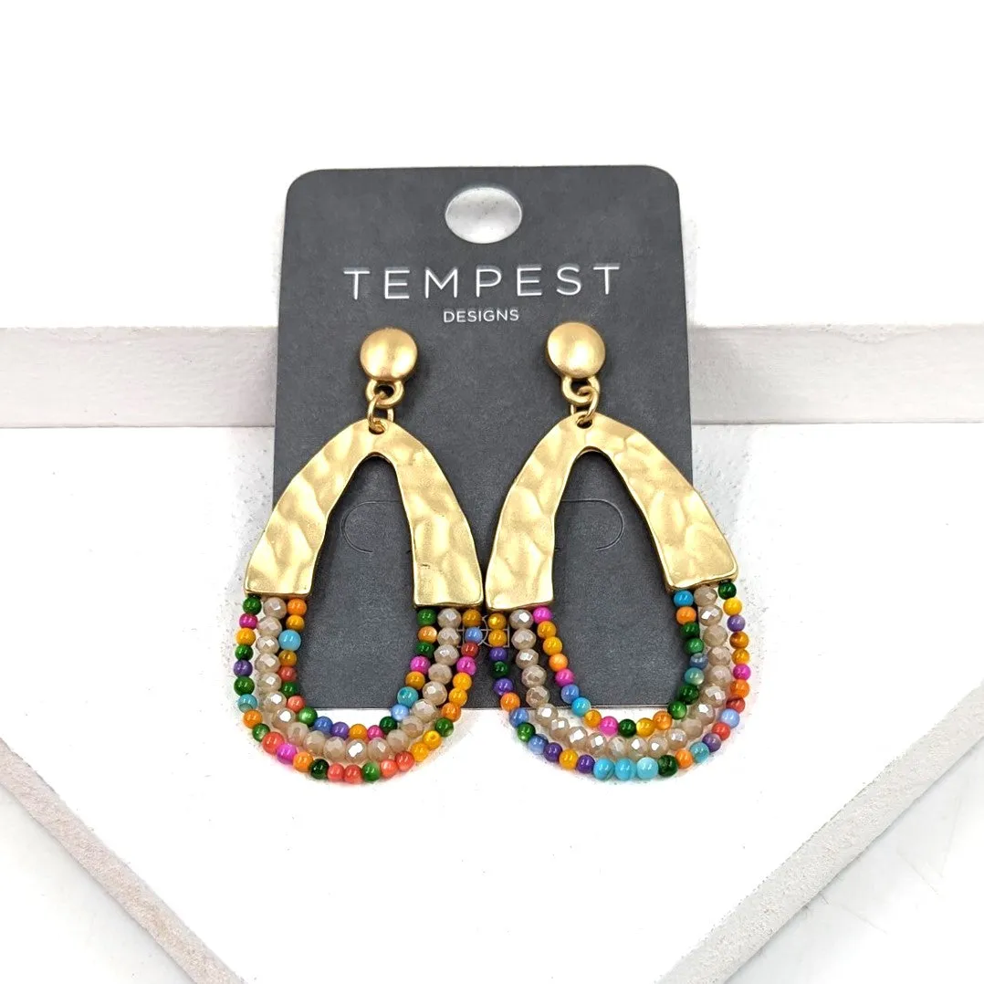 Stylish half mini facetted beaded section earrings